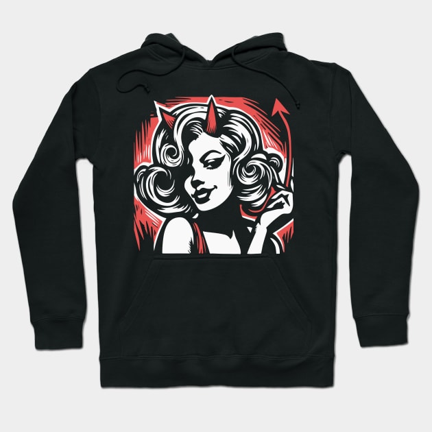 Retro Devil Girl Hoodie by n23tees